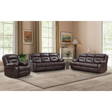 EBELLO Faux Leather Recliner Sofa Furniture Set for Living Room, Recliner Chair, Manual Loveseat, 3 Seat Recliniing Sofa Couch Set for Meeting Room, Brown