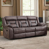 EBELLO Faux Leather Recliner Sofa Furniture Set for Living Room, Recliner Chair, Manual Loveseat, 3 Seat Recliniing Sofa Couch Set for Meeting Room, Brown