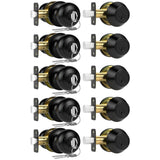 5 Pack Front Door Lock Set, Keyed Alike Exterior Door Lock Set with Deadbolt, Single Cylinder Deadbolt Lock and Entry Door Knob Set,Round Ball Brushed Nickel Door Knobs with Lock and Keys