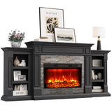 Naice 72" Electric Fireplace with Mantel Fireplace TV Stand for Living Room