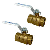 [10-Pack] PROCURU 3/4-Inch Sweat (CxC) Heavy Duty Brass Ball Valve, Full Port, 600 WOG, LF Certified Safe (3BC075-10P)