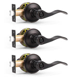 Probrico Wave Style Privacy Door Handles Interior Black Door Lever Lock Keyless Door Lockset for Bedroom and Bathroom Reversible Door Handle Knob for Left and Right Handed Doors, 5 Pack