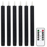 GenSwin Flameless Ivory Taper Candles Flickering with 10-Key Remote, Battery Operated Led Warm 3D Wick Light Window Candles Real Wax Pack of 6, Christmas Home Wedding Decor(0.78 X 9.64 Inch)
