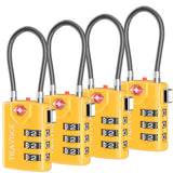 TRAVOCE TSA Approved Luggage Locks, Combination Cable Locks, 4 Pack, Black