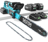 Seesii Mini Chainsaw, 6-inch Mini Chainsaw Cordless, Handheld Electric Power Chain Saw with 2 Batteries, for Tree Trimming Wood Cutting, Best Gifts for Father, Dad, Husband, Men