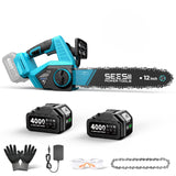 Seesii Mini Chainsaw, 6-inch Mini Chainsaw Cordless, Handheld Electric Power Chain Saw with 2 Batteries, for Tree Trimming Wood Cutting, Best Gifts for Father, Dad, Husband, Men