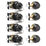 6 Pack Entry Door Locksets with Single Cylinder Deadbolt, Oil Rubbed Bronze Exterior Door Lock Set with Same Key, Front Roound Door Knob and Deadbolt Set