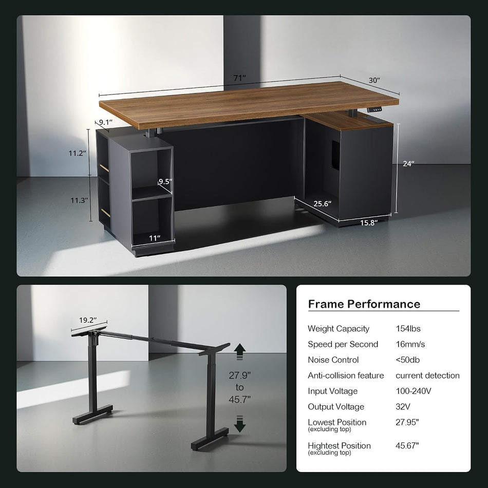 ModernMate Home Office Furniture Set, 71" L Shaped Executive Standing Desk