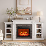 Naice 72" Electric Fireplace with Mantel Fireplace TV Stand for Living Room