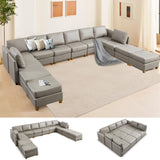 Modern Sectional Sofa,Faux Leather Modular Sectional Couchs with Storage