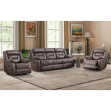EBELLO Faux Leather Recliner Sofa Furniture Set for Living Room, Recliner Chair, Manual Loveseat, 3 Seat Recliniing Sofa Couch Set for Meeting Room, Brown