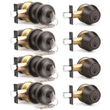 6 Pack Entry Door Locksets with Single Cylinder Deadbolt, Oil Rubbed Bronze Exterior Door Lock Set with Same Key, Front Roound Door Knob and Deadbolt Set
