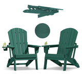 Plawdlik Folding Adirondack Chair with Cup Holder, HDPE All-Weather, Navy