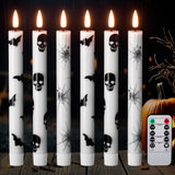 GenSwin Flameless Ivory Taper Candles Flickering with 10-Key Remote, Battery Operated Led Warm 3D Wick Light Window Candles Real Wax Pack of 6, Christmas Home Wedding Decor(0.78 X 9.64 Inch)
