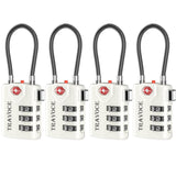 TRAVOCE TSA Approved Luggage Locks, Combination Cable Locks, 4 Pack, Black