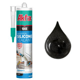 Akfix 100E RTV Clear Silicone Caulk (48x10.1 fl.oz.) - 100% Waterproof Silicone Sealant for Kitchen and Bathroom, Shower, Toilet, Sink, Window and Door, No Yellowing | Clear, 48 Pack