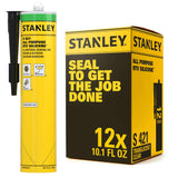 Stanley S421 RTV Silicone Caulk - 12x10.1 fl. oz. Clear,%100 Silicone Sealant, Waterproof and Flexible Sealer for Kitchen & Bathroom, 12 Pack
