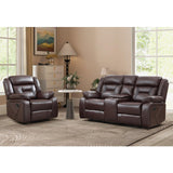 EBELLO Faux Leather Recliner Sofa Furniture Set for Living Room, Recliner Chair, Manual Loveseat, 3 Seat Recliniing Sofa Couch Set for Meeting Room, Brown