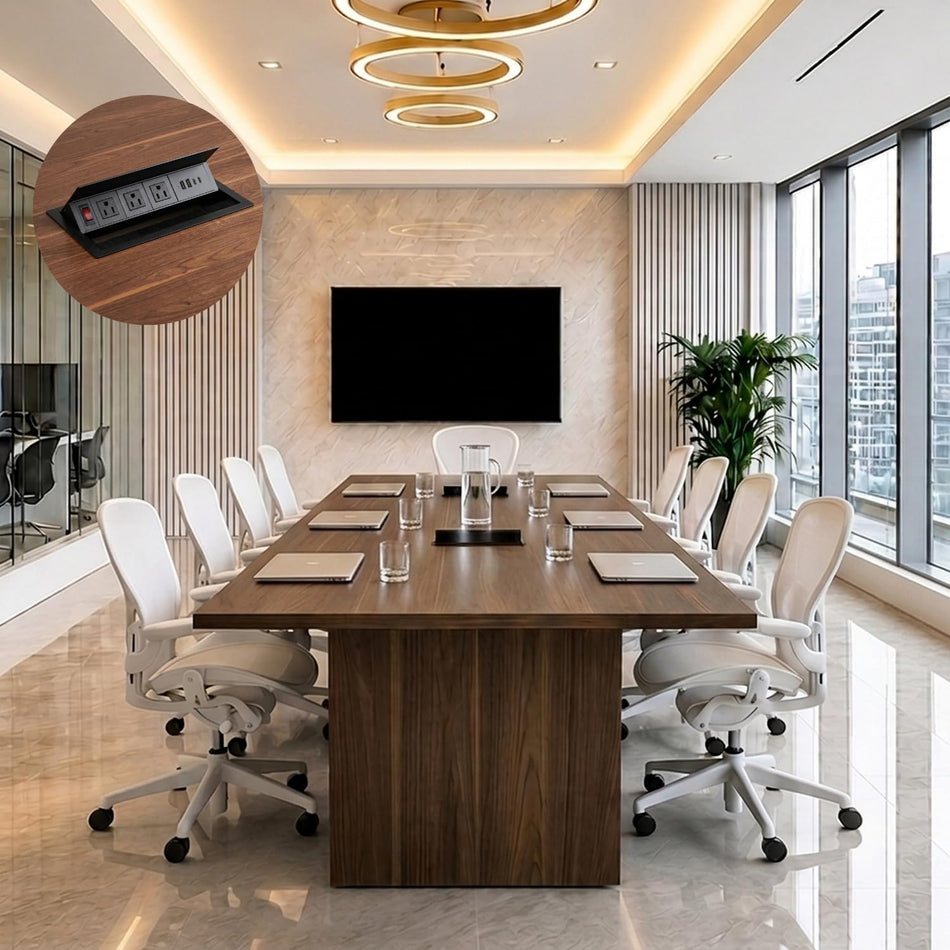 OfficeSimpli Conference Room Table, Made in USA, 10 ft, California Walnut