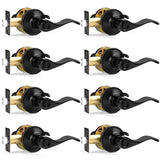Probrico Wave Style Privacy Door Handles Interior Black Door Lever Lock Keyless Door Lockset for Bedroom and Bathroom Reversible Door Handle Knob for Left and Right Handed Doors, 5 Pack