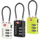 TRAVOCE TSA Approved Luggage Locks, Combination Cable Locks, 4 Pack, Black