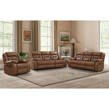 EBELLO Faux Leather Recliner Sofa Furniture Set for Living Room, Recliner Chair, Manual Loveseat, 3 Seat Recliniing Sofa Couch Set for Meeting Room, Brown