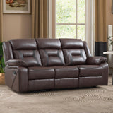 EBELLO Faux Leather Recliner Sofa Furniture Set for Living Room, Recliner Chair, Manual Loveseat, 3 Seat Recliniing Sofa Couch Set for Meeting Room, Brown