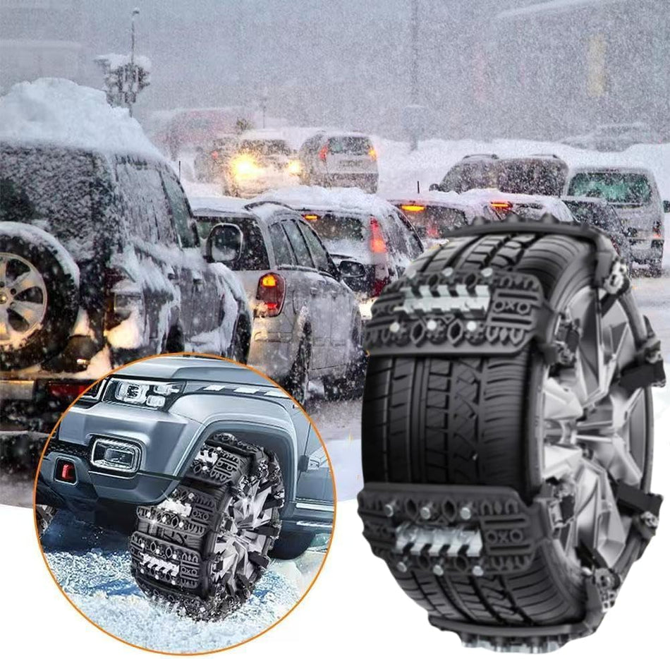 6-Pack Tire Snow Chains for Cars SUVs Trucks, Universal Fit 165-265mm Tires, Anti-Slip Winter Chains Traction Kit, Winter Accessories For Car Chain
