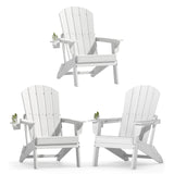 Plawdlik Folding Adirondack Chair with Cup Holder, HDPE All-Weather, Navy