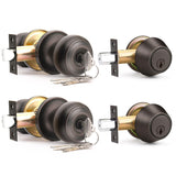 6 Pack Entry Door Locksets with Single Cylinder Deadbolt, Oil Rubbed Bronze Exterior Door Lock Set with Same Key, Front Roound Door Knob and Deadbolt Set