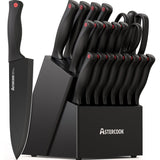 Astercook Knife Set for Kitchen with Block and Sharpener 15pcs German