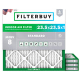 Filterbuy 16x25x1 Air Filter MERV 8 (MPR 700) Dust Defense Replacement (4-Pack), Electrostatic Pleated HVAC AC Furnace Filters, Made in USA (Actual Size: 15.50 x 24.50 x 0.75)