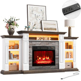 Naice 72" Electric Fireplace with Mantel Fireplace TV Stand for Living Room
