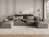 EASE MOOSE Modular Sectional Sofa, Leather Sectional Couch, Deep Brown