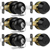 5 Pack Front Door Lock Set, Keyed Alike Exterior Door Lock Set with Deadbolt, Single Cylinder Deadbolt Lock and Entry Door Knob Set,Round Ball Brushed Nickel Door Knobs with Lock and Keys