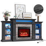 Naice 72" Electric Fireplace with Mantel Fireplace TV Stand for Living Room