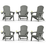 Plawdlik Folding Adirondack Chair with Cup Holder, HDPE All-Weather, Navy