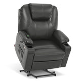 MCombo Electric Power Lift Recliner Chair Sofa with Massage and Heat for Elderly, 3 Positions, 2 Side Pockets, and Cup Holders, USB Ports, Faux Leather 7040 (Light Brown, Medium)