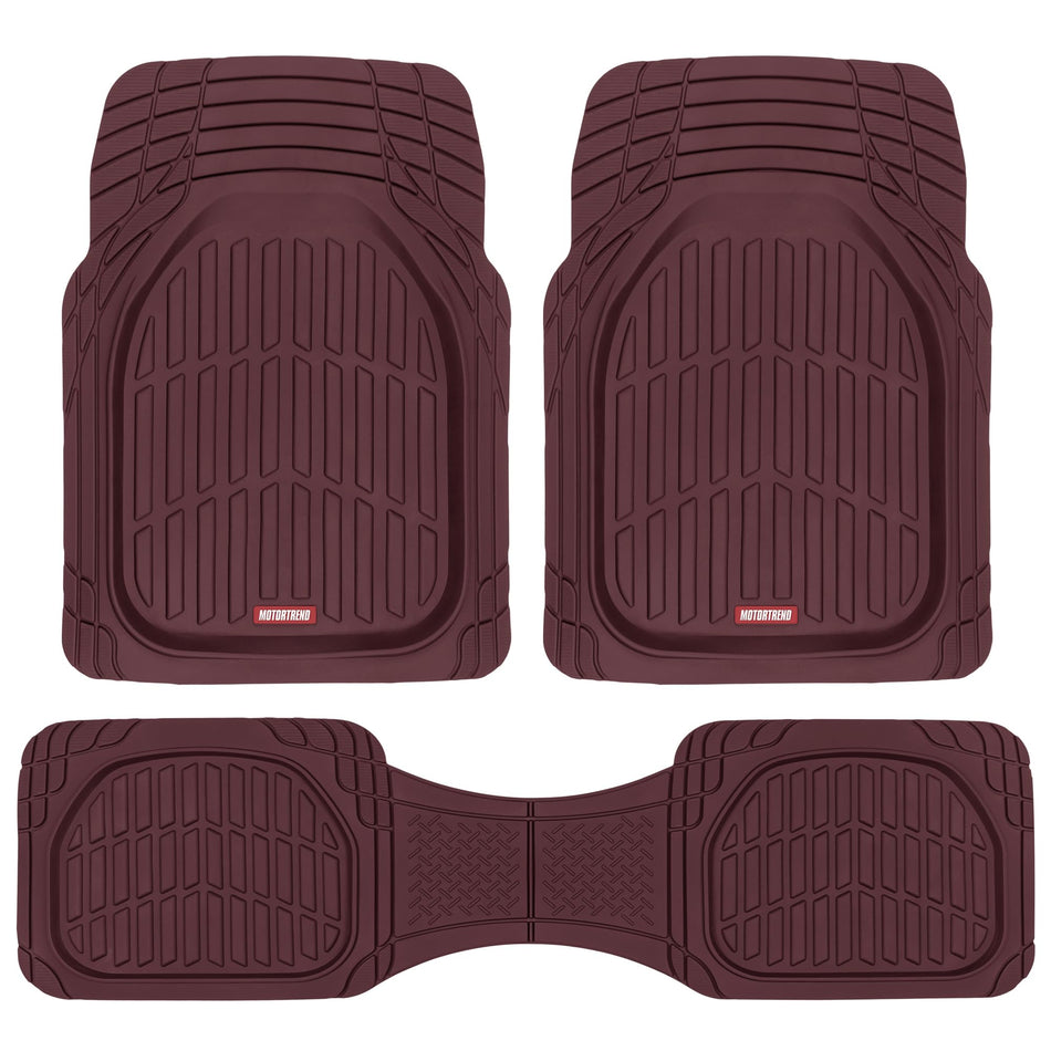Motor Trend FlexTough Floor Mats for Cars, Black Deep Dish All-Weather Car Mats, Waterproof Trim-to Fit Automotive Floor Mats for Cars Trucks SUV, Universal Floor Liner Car Accessories