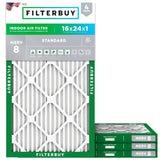 Filterbuy 16x25x1 Air Filter MERV 8 (MPR 700) Dust Defense Replacement (4-Pack), Electrostatic Pleated HVAC AC Furnace Filters, Made in USA (Actual Size: 15.50 x 24.50 x 0.75)