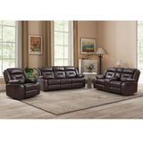 EBELLO Faux Leather Recliner Sofa Furniture Set for Living Room, Recliner Chair, Manual Loveseat, 3 Seat Recliniing Sofa Couch Set for Meeting Room, Brown