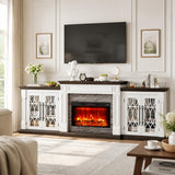 Naice 72" Electric Fireplace with Mantel Fireplace TV Stand for Living Room