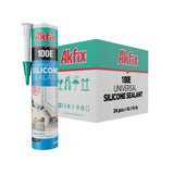 Akfix 100E RTV Clear Silicone Caulk (48x10.1 fl.oz.) - 100% Waterproof Silicone Sealant for Kitchen and Bathroom, Shower, Toilet, Sink, Window and Door, No Yellowing | Clear, 48 Pack