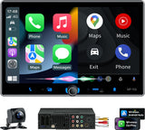 PLZ 7" Wireless Double Din Car Stereo Apple Carplay Radio Screen for Car Audio Receivers, Bluetooth 5.3 Car Play Android Auto Touchscreen, 240W 4.2 CHN 2 Subwoofers Outputs, Backup Camera, SWC, FM/AM