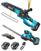 Seesii Mini Chainsaw, 6-inch Mini Chainsaw Cordless, Handheld Electric Power Chain Saw with 2 Batteries, for Tree Trimming Wood Cutting, Best Gifts for Father, Dad, Husband, Men