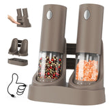 CIRCLE JOY Electric Salt and Pepper Grinder Set with Charging Base, Rechargeable Automatic Pepper Mill, Adjustable Coarseness, LED Light, 140ml Large Capacity