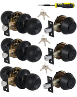 Lanwandeng 2 Sets All Keyed Same Entry Door Knob and Single Cylinder Deadbolt Combo Set, Round Ball Satin Nickel Exterior Door Knobs with Lock and Keys for Entrance and Front Door