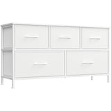 SONGMICS Dresser for Bedroom, Chest of Drawers, TV Stand, Steel, MDF, 5 Non-Woven Fabric Drawers, Storage Organizer Unit, Closet, Entryway, Ink Black and Ebony Black ULGS322B01S
