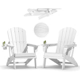 Plawdlik Folding Adirondack Chair with Cup Holder, HDPE All-Weather, Navy