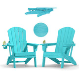 Plawdlik Folding Adirondack Chair with Cup Holder, HDPE All-Weather, Navy